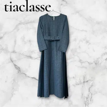 Tiaclasse 체크 사이드 플리츠 롱 원피스 7호