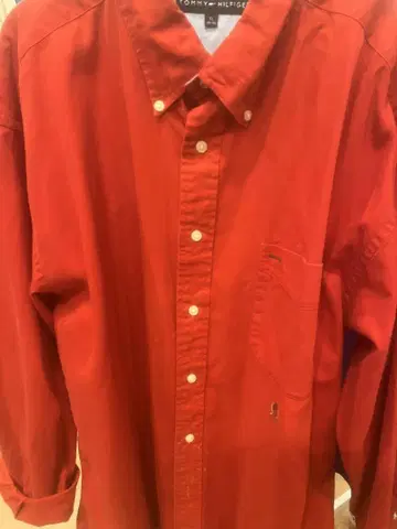 TOMMY HILFIGER 레드 긴팔 셔츠 XL