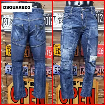 Dsquared2 스트레치 패치워크 리페어 가공 타이 바이커 청바지