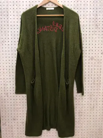 인디 시리즈 구제 의류 moussy 버튼리스 롱 니트 가디건