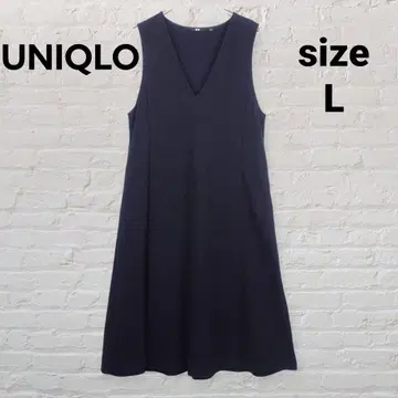 UNIQLO 브러쉬드 저지 V넥 오버롤 스커트 L 네이비