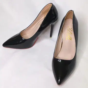 새상품급 하이힐 핑힐 레드 밑창 결혼식 블랙 에나멜 25.0cm