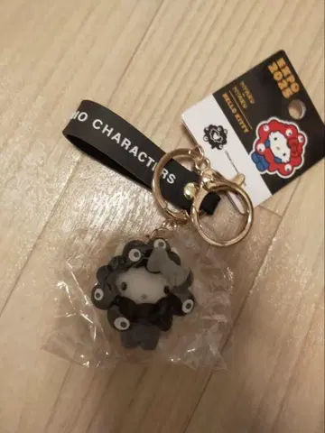 오사카 간사이 만박 한정판 산리오 입체 키링 블랙 미야쿠미야쿠 키티