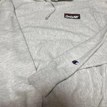 OnlyNY Champion 로고 그레이 후드티