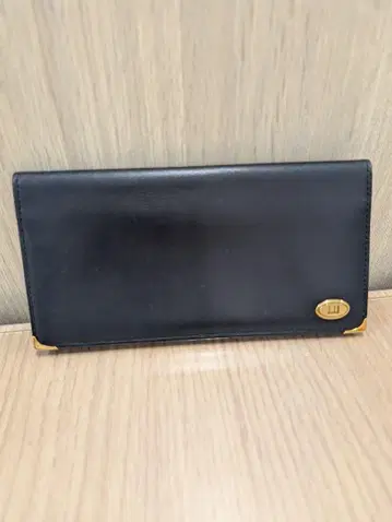 dunhill 던힐 블랙 가죽 장지갑 골드 금장 장식