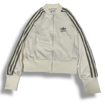 adidas 베이지 S 트레포일 트랙 자켓 크롭 기장