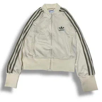 adidas 베이지 S 트레포일 트랙 자켓 크롭 기장