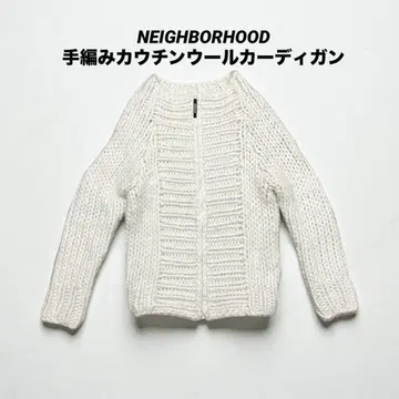 네이버후드 손뜨개질 카우친 고급 울 가디건 순백 중후 육후 S