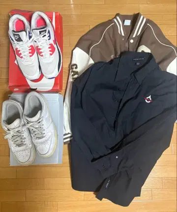 스트릿 패션 세트 에어 맥스 에어포스 원 바시티 자켓 셔츠