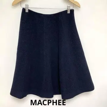 MACPHEE 마카피 여성용 네이비 울 스커트 안감 포함 사이즈 34