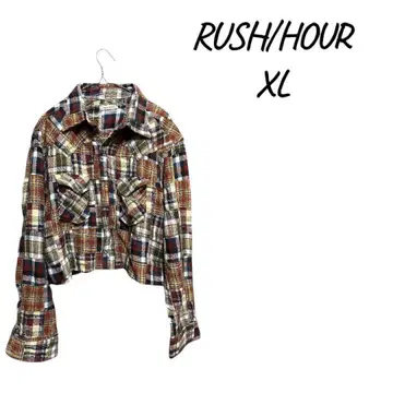 RUSH/HOUR 체크 무늬 크롭 셔츠 XL 남녀 공용