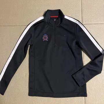 TOMMY HILFIGER 여성용 하프 지퍼 셔츠 M 블랙