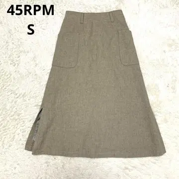45RPM 베이지 플레어 스커트 사이드 포켓 포함 S 울