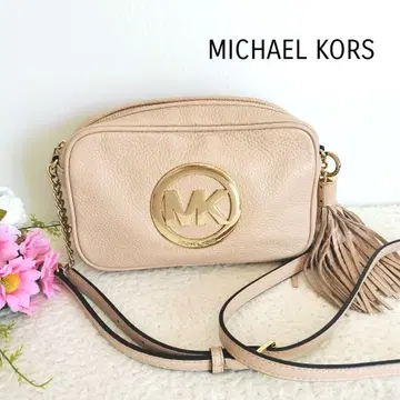 새상품급 마이클코어스 체인 숄더백 핑크 베이지 가죽