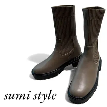 [ sumi style ] 새상품급 삭스 부츠 22.5cm 통굽 니트