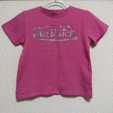 Von Dutch 글리터 로고 반팔 T셔츠 핑크