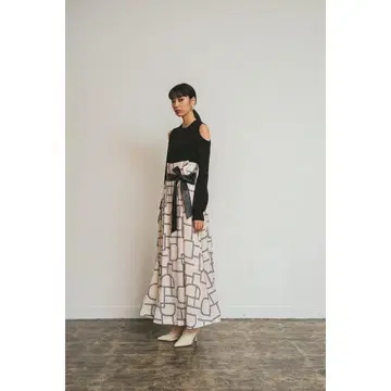 hdxuly Vintage Print Leather Belt Skirt