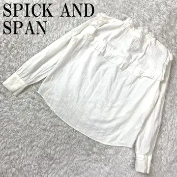 SPICK AND SPAN 긴팔 블라우스 스트라이프 화이트 B419