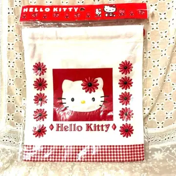 헬로키티 꽃무늬 거베라 복조리 빨흰 체크