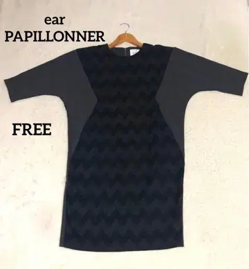 ear PAPILLONNER 지그재그 무늬 돌먼 슬리브 원피스 FREE