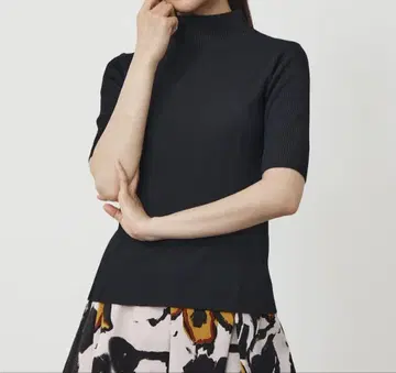 PLST 메리노울 블렌드 하이넥 리브 스웨터 블랙 상의