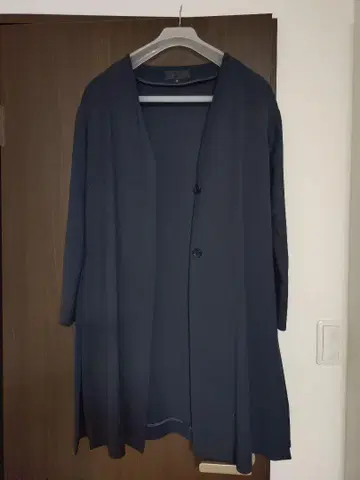 UNTITLED 네이비 노카라 스프링 코트