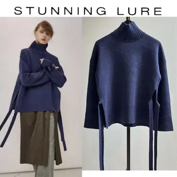 STUNNING LURE 사이드 테이프 니트 네이비