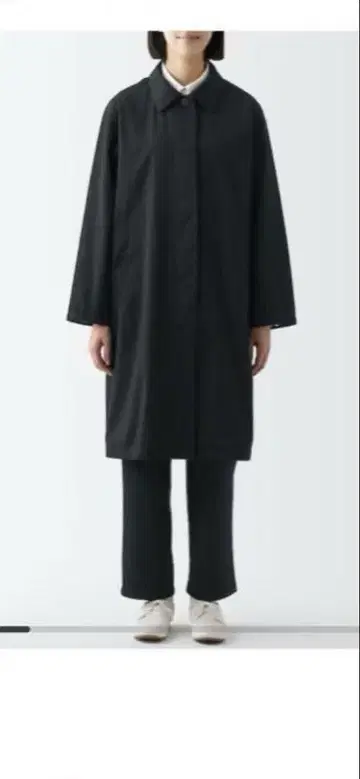 무인양품 나무 열매에서 만든 카폭 혼방 스텐카라 코트 M 블랙