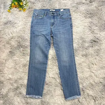 브라우니 스탠다드 스트레치 데님 [ L ] 블루 크롭 컷오프