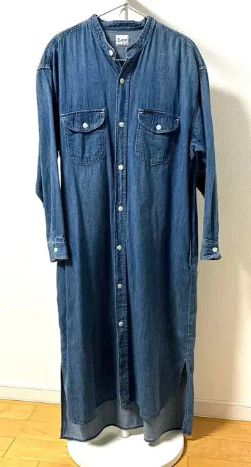 리 데님 셔츠 원피스 롱 기장