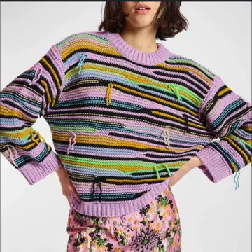 ESSENTIEL ANTWERP 컬러풀 니트 스웨터 프린지 M