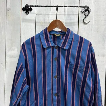 60s 빈티지 파자마 셔츠 스트라이프 유로 구제 의류 L 그런지