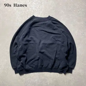 90sHanesHERWAY 래글런 스웨트 셔츠 흑먹색 블랙 코튼 아크릴