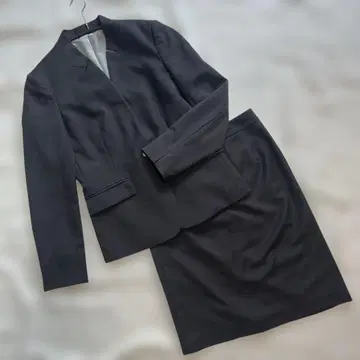 수트 컴퍼니 노카라 수트 셋업 블랙 타이트 스커트