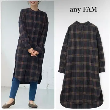 anyFAM 밴드 카라 소프트 체크 원피스