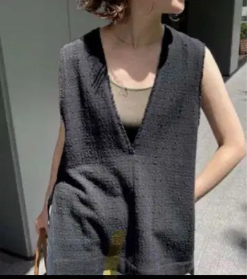 Spick & Span Italian fabric 트위드 베스트 블랙