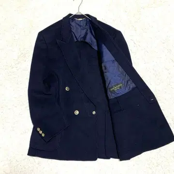 캐시미어 100% 네이비 더블 골드 버튼 테일러드 자켓