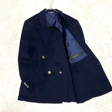 캐시미어 100% 네이비 더블 골드 버튼 테일러드 자켓