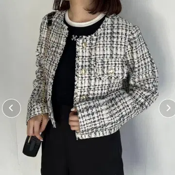노카라 크롭 트위드 자켓