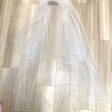 웨딩 베일 2단 레이스 포함 클리어