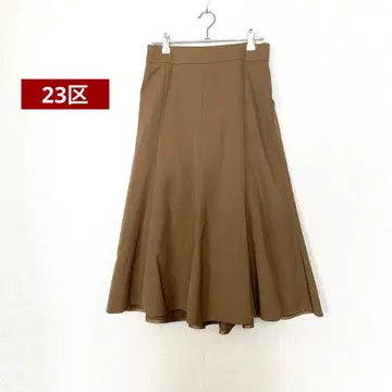 23구 울 100% 플레어 스커트 36 브라운 베이지