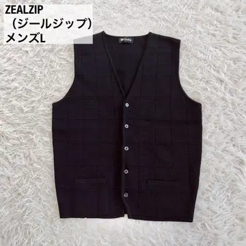 ZEALZIP (지알집) 모 100% 니트 베스트 V넥 체크 무늬