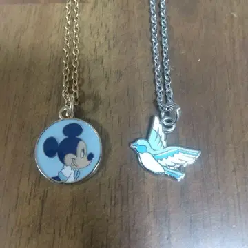 미키마우스 & 파랑새 참 목걸이