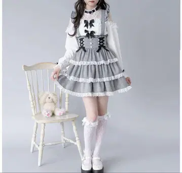 DearMyLove 하트 비쥬 레이스업 리본 플레어 스커트
