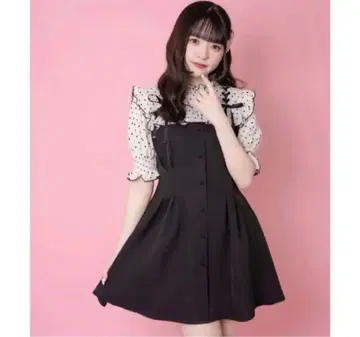 ROJITA 하트 도트 레이스업 반팔 원피스
