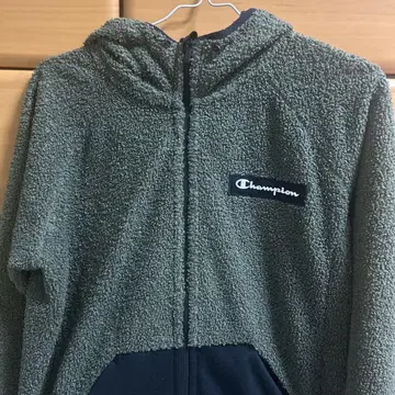 Champion 플리스 자켓 후드 부착 올리브 그린