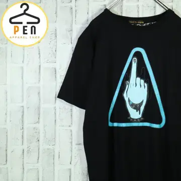 [레어] 구제 의류 반팔 티셔츠 임팩트 큰 삼각형 마크 데빌 블랙 XL