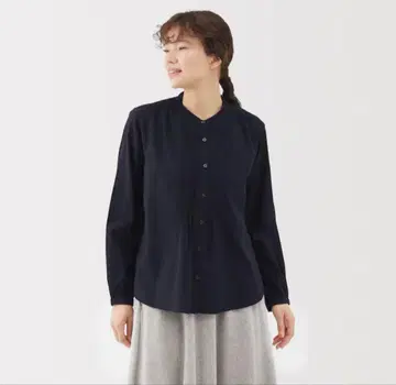 무인양품 여성 면 보일 긴팔 블라우스