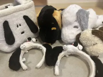 스누피 머리띠 백 봉제 인형 세트