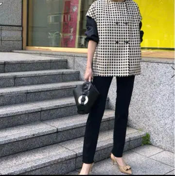 코튼 도비 셰퍼드 체크 베스트 자켓 투모로우랜드